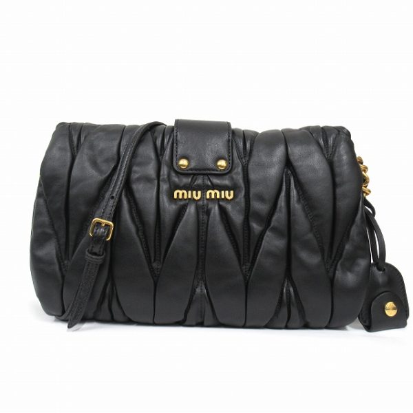 026 202405160431 2 Miu Miu Matelasse Nappa Chain Shoulder Bag Black