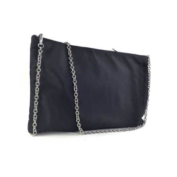 044170 2 Prada Chain Shoulder Clutch 2way Bag Black