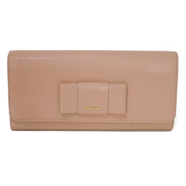 06093h 1 Miu Miu Long Wallet Madras Fiocco Long Flap Wallet Pink