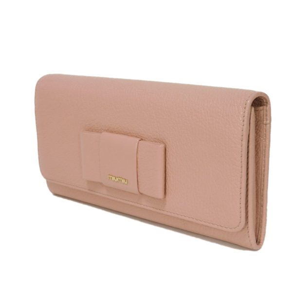 06093h 2 Miu Miu Long Wallet Madras Fiocco Long Flap Wallet Pink