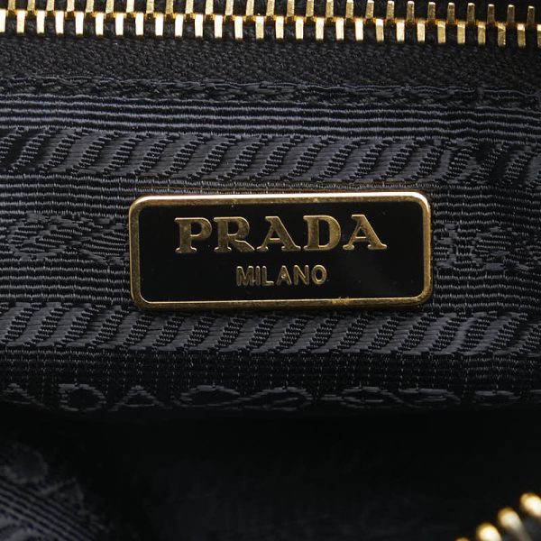 1 0152830 9 PRADA Triangle Plate Pouch Accessory Pouch Black Nylon Leather