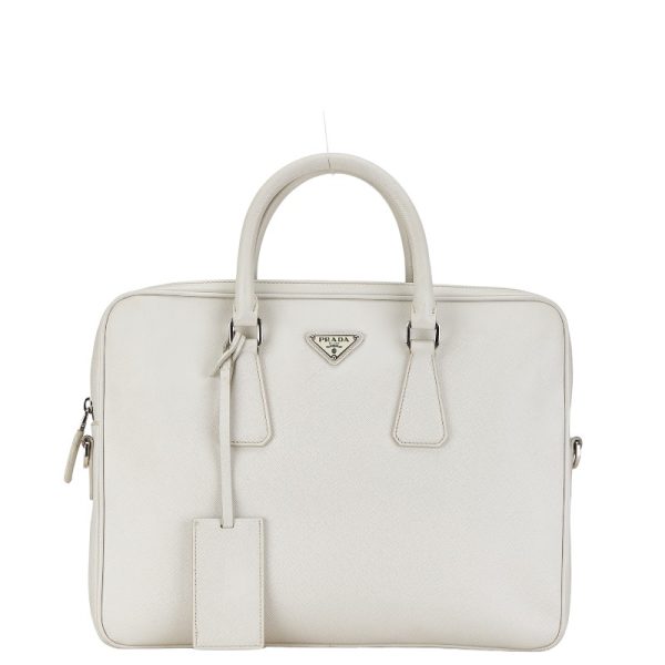 1 0156284 2 Prada triangle shoulder bag 2WAY Bag white leather