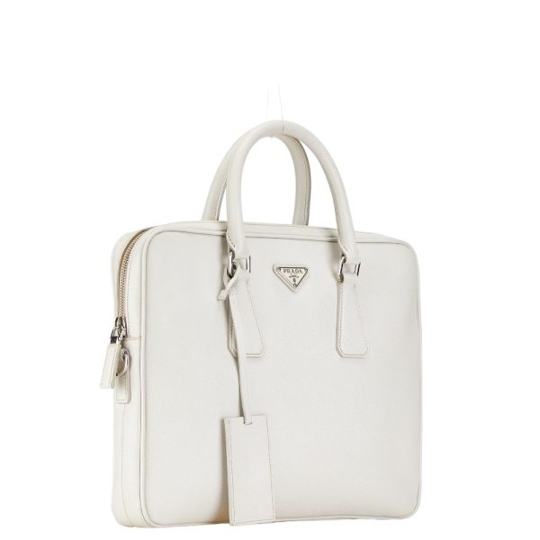 1 0156284 3 Prada triangle shoulder bag 2WAY Bag white leather