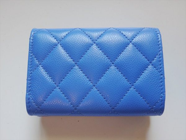 100001153 003 CHANEL Caviar Matelasse Coin Mini CocoMark Wallet Blue