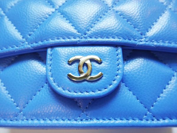 100001153 006 CHANEL Caviar Matelasse Coin Mini CocoMark Wallet Blue