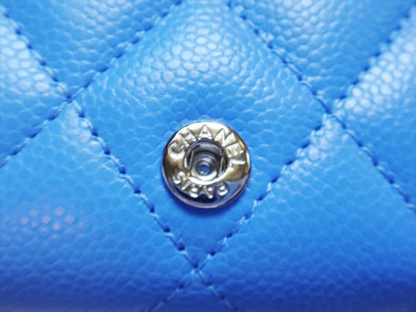 100001153 007 CHANEL Caviar Matelasse Coin Mini CocoMark Wallet Blue