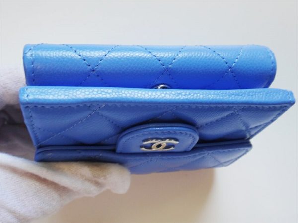 100001153 013 CHANEL Caviar Matelasse Coin Mini CocoMark Wallet Blue