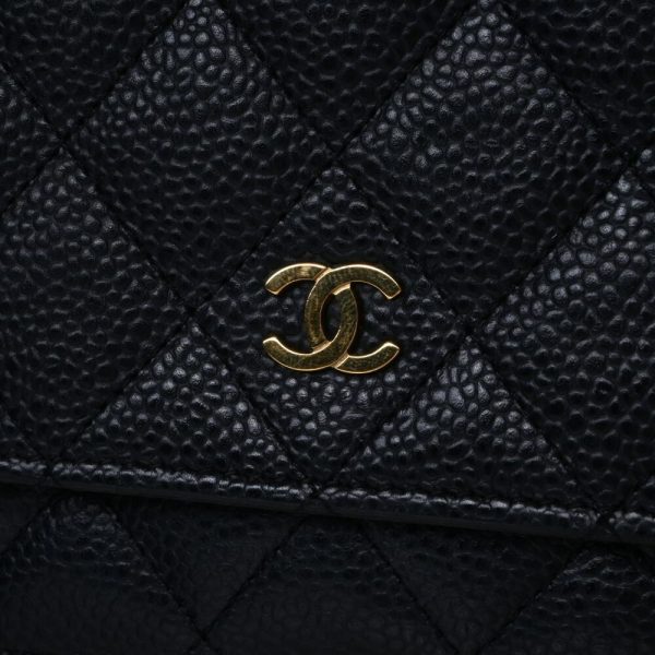 1000062317 07 CHANEL 17 Matelasse Caviar Skin Chain Wallet Black