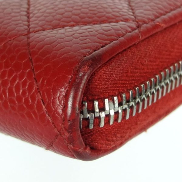 10003710 4 CHANEL Matelasse Long Wallet Caviar Skin Red Coco Mark