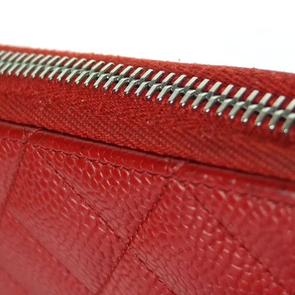 10003710 5 CHANEL Matelasse Long Wallet Caviar Skin Red Coco Mark