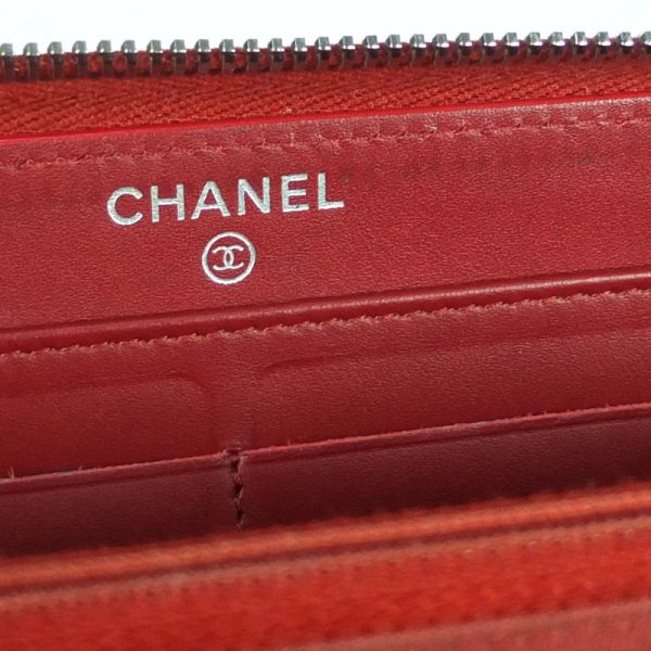 10003710 8 CHANEL Matelasse Long Wallet Caviar Skin Red Coco Mark