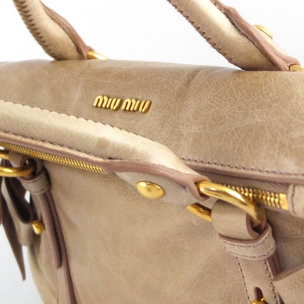 10004664 5 Miu Miu Side Ribbon 2WAY Bag RT0438 Shoulder Bag Beige