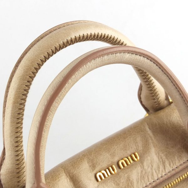 10004664 8 Miu Miu Side Ribbon 2WAY Bag RT0438 Shoulder Bag Beige