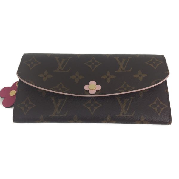 1001103347114 3 LOUIS VUITTON Portefeuille Emily long wallet flower motif charm Brown