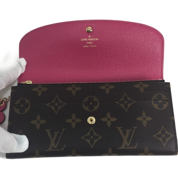 1001103347114 7 LOUIS VUITTON Portefeuille Emily long wallet flower motif charm Brown