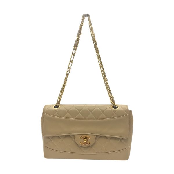 1001103521934 1 rbg CHANEL Shoulder bag single flap matelasse lambskin beige chain shoulder 90181824 beige