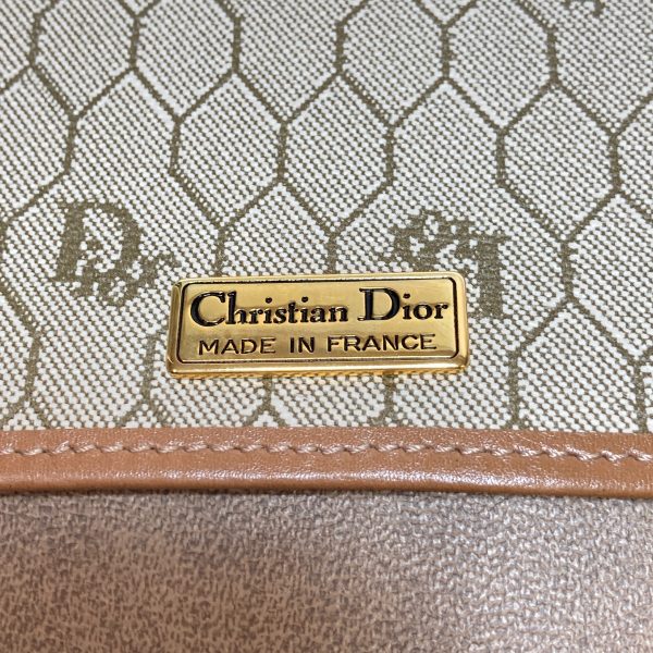 1001103636935 10 Christian Dior Chain Shoulder Bag Honeycomb Pattern Brown