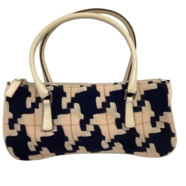 1002100913890 2 PRADA handbag knit tweed bicolor beige