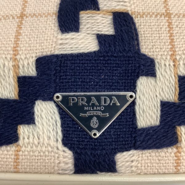 1002100913890 7 PRADA handbag knit tweed bicolor beige