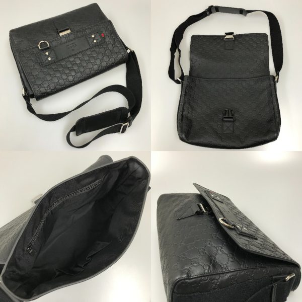 1004101003495 5 GUCCI Shima Sherry Line Messenger Bag Shoulder Bag Black