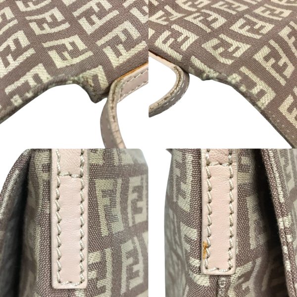 1004101005659 6 rbg FENDI Zucchino Kamse Pochette Shoulder Bag Pink Beige