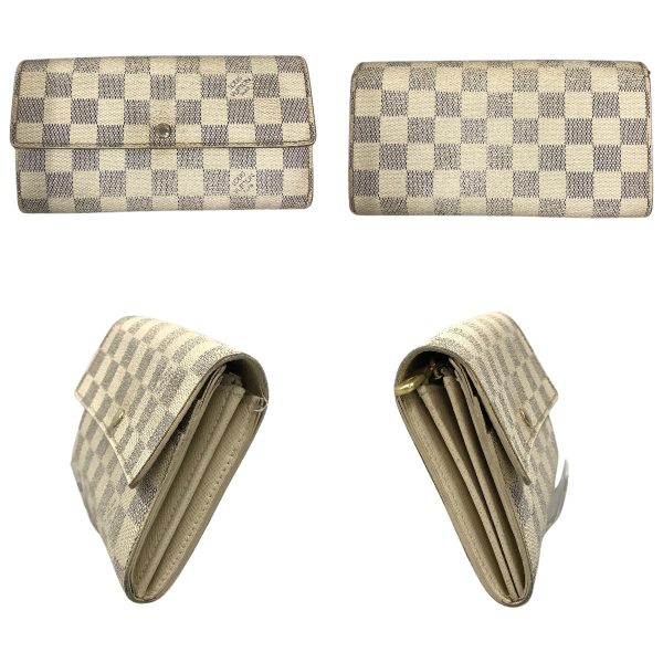 1004101015412 2 rbg LOUIS VUITTON Damier Azur Sara Wallet N61735 White