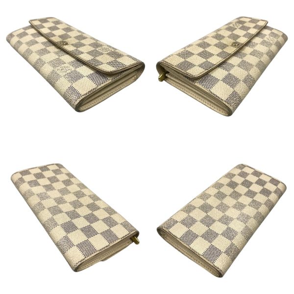 1004101015412 3 rbg LOUIS VUITTON Damier Azur Sara Wallet N61735 White