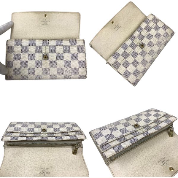 1004101015412 4 rbg LOUIS VUITTON Damier Azur Sara Wallet N61735 White