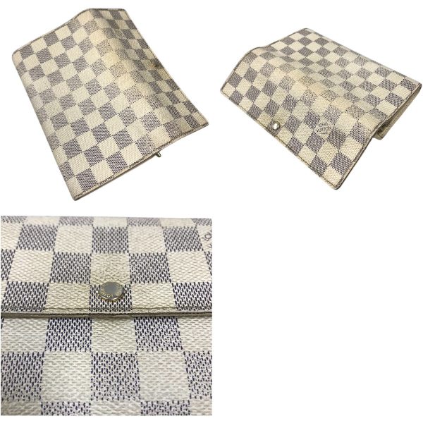 1004101015412 5 rbg LOUIS VUITTON Damier Azur Sara Wallet N61735 White