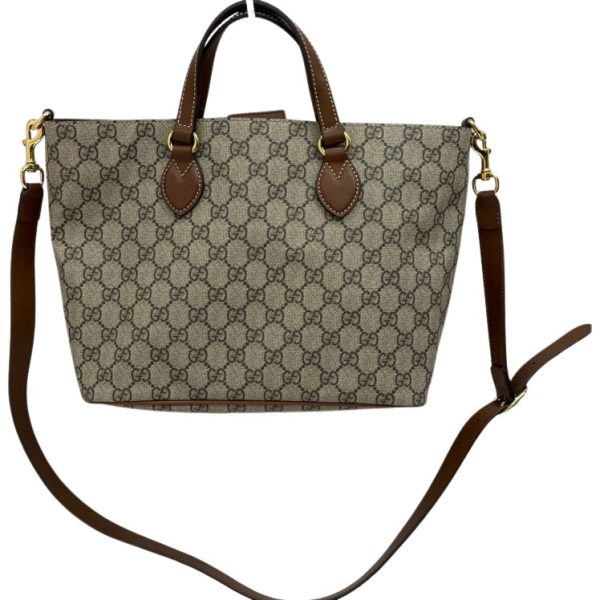 1009102787436 1 rbg GUCCI GG Supreme Bee Tote Bag Shoulder Bag Brown