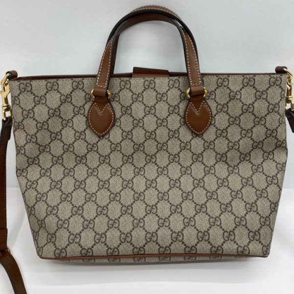 1009102787436 3 GUCCI GG Supreme Bee Tote Bag Shoulder Bag Brown