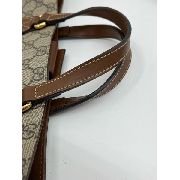 1009102787436 6 GUCCI GG Supreme Bee Tote Bag Shoulder Bag Brown