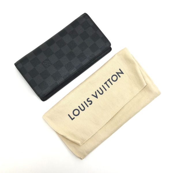 1010104760662 10 LOUIS VUITTON Long Wallet Graphite Portefeuille Brother N62665 Black