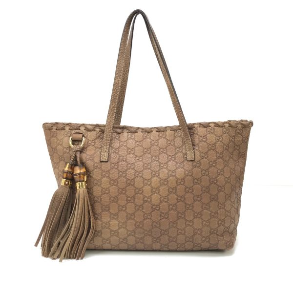 1010104777585 1 GUCCI tote bag Guccisima bamboo tassel Brown