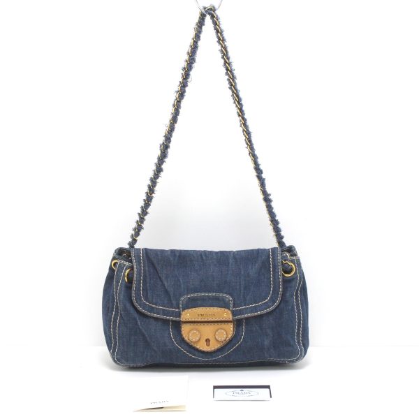 1010104777615 1 PRADA Chain Shoulder Bag Blue