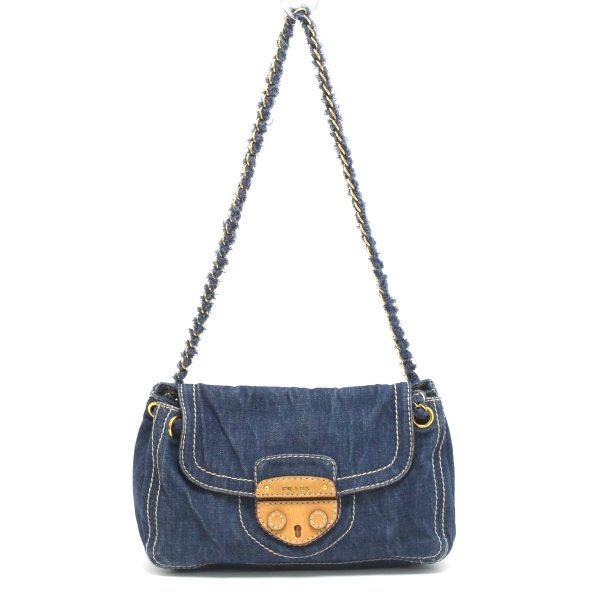 1010104777615 2 PRADA Chain Shoulder Bag Blue