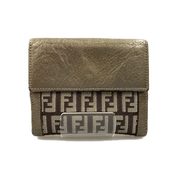 1016003204450 1 FENDI Zucca pattern bi fshort wallet beige