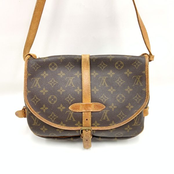 1016003246757 2 LOUIS VUITTON Monogram Saumur Shoulder Bag Brown