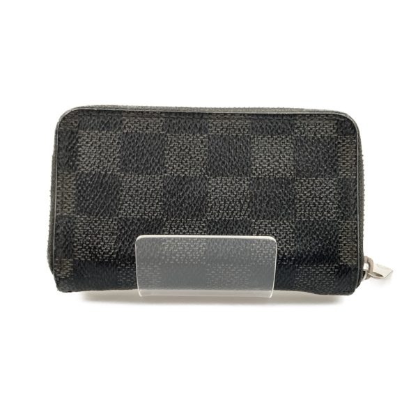 1016003273340 2 LOUIS VUITTON Damier Graphite Zippy Coin Coin Case M63076 Black