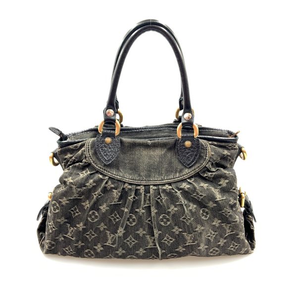 1016003308905 1 LOUIS VUITTON Monogram Denim Neo Cabby MM Handbag Black