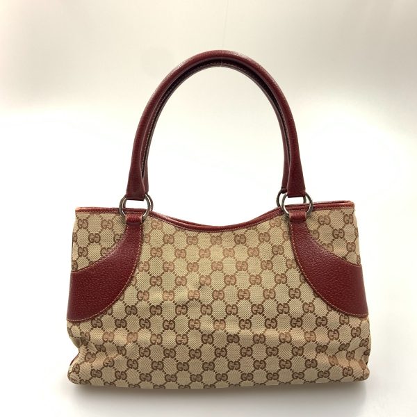 1016003310571 2 GUCCI GG Tote Bag Handbag Beige Wine Red