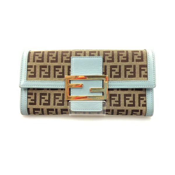 1016003315187 1 FENDI Zucchino long wallet blue