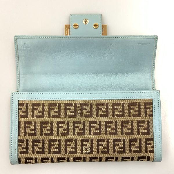 1016003315187 8 FENDI Zucchino long wallet blue