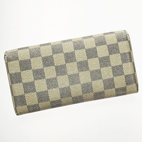 1017003860547 2 LOUIS VUITTON Damier Azur Portefeuille Sara White Long Wallet