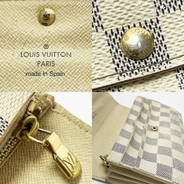 1017003860547 6 LOUIS VUITTON Damier Azur Portefeuille Sara White Long Wallet