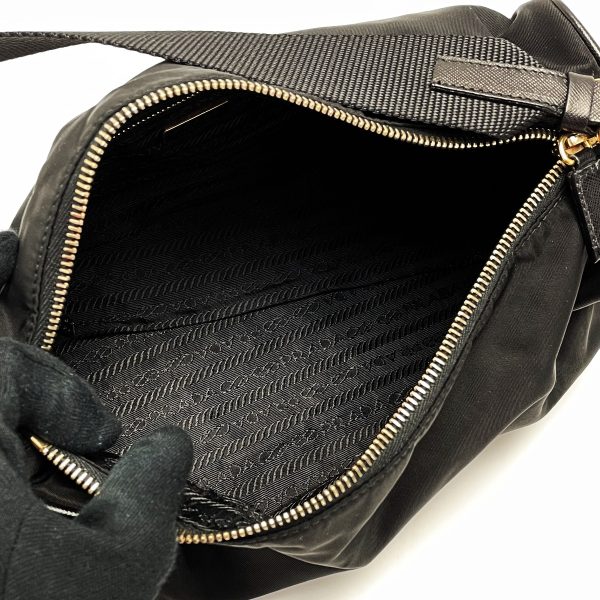 1017004087639 4 PRADA One Shoulder Bag Black Tessuto Cloth Bag