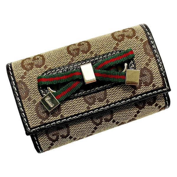 1017004092817 1 rbg GUCCI GG ribbon key case Beige 6 rows