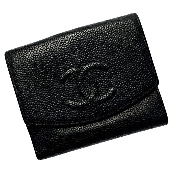 1017004121531 1 rbg CHANEL Caviar Skin Black Wallet Coco Mark W Hook