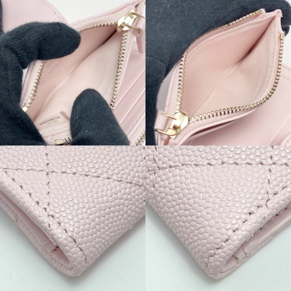 1017004122132 7 CHANEL Matelasse Double Zip Card Case Pink Caviar Skin