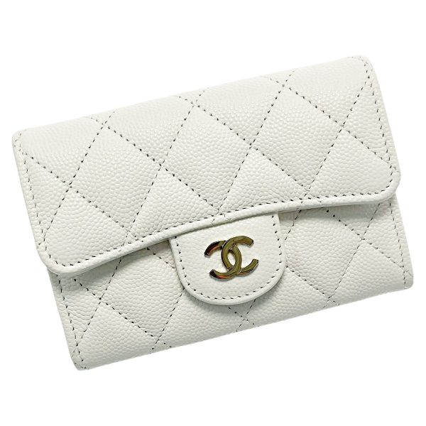 1017004122187 1 rbg CHANEL Matelasse White Card Case CocoMark Caviar Skin